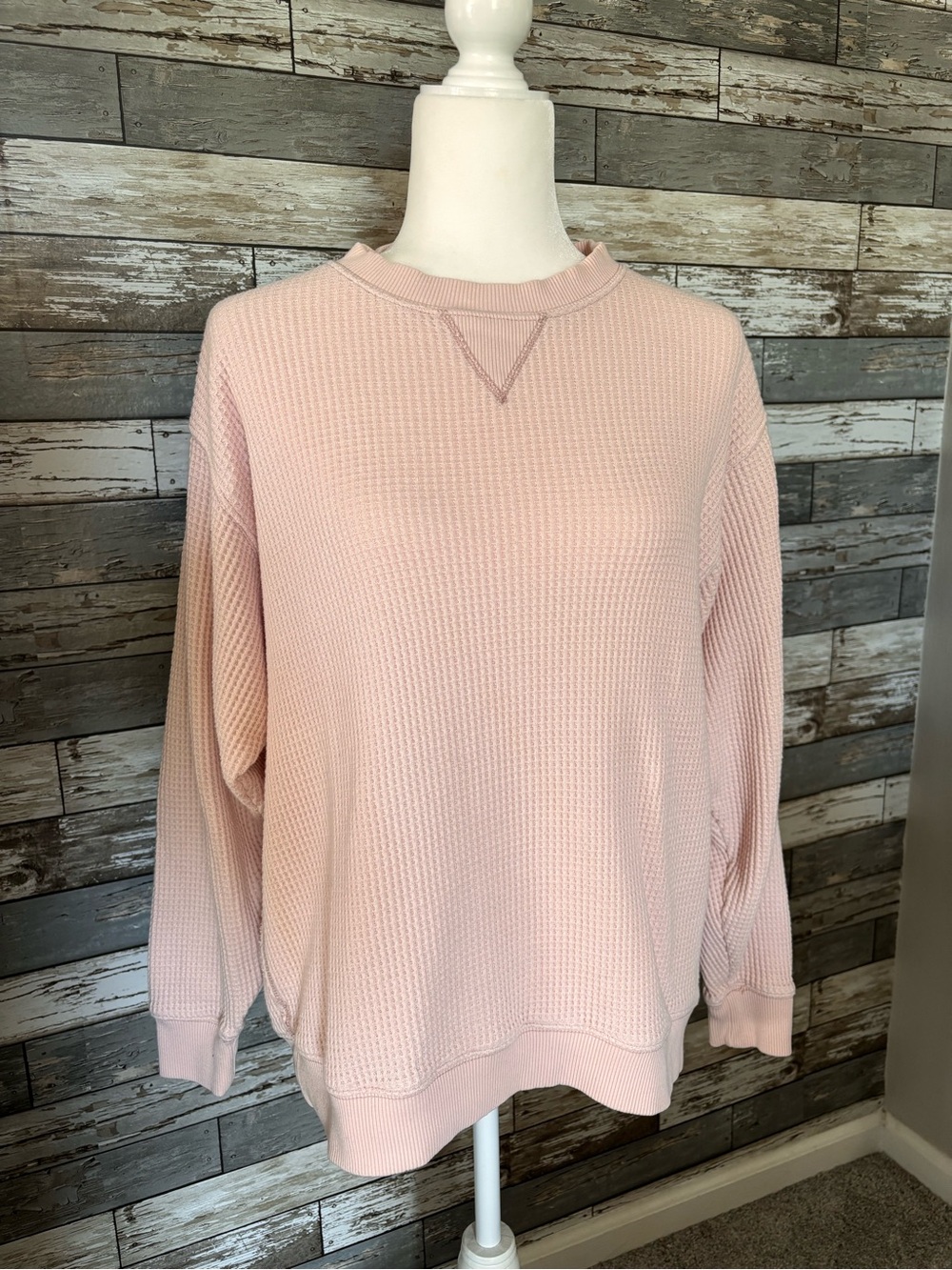 Aerie Dusty Pink Waffle Knit Oversized Crewneck Sweater Lounge Casual Womens XS